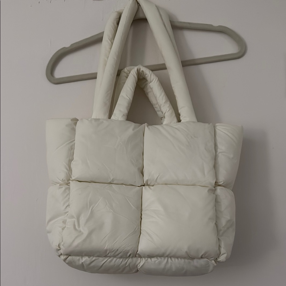 Elegant Cream Puffer Tote Bag